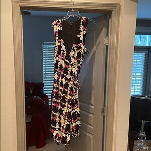 INC International Concepts Asymmetrical Floral Dress - Black, White, Pink